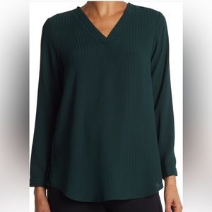 Adrianna Papell Solid Textured Stripe Tunic Top Hunter Green NTW